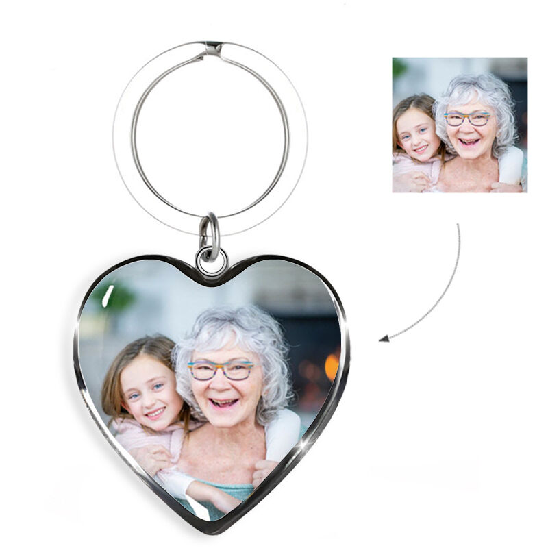 Mother's Day Gift Heart Pendant Personalized Keychain Photo Keychain