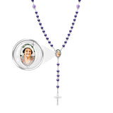 Custom Rosary Beads Cross Necklace Personalized Glass Imitation Pearls Necklace With Photo