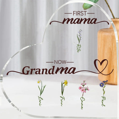 Personalized 2-5 Names Flower Acrylic Decorative Desk Decoration for Mother/Grandmother