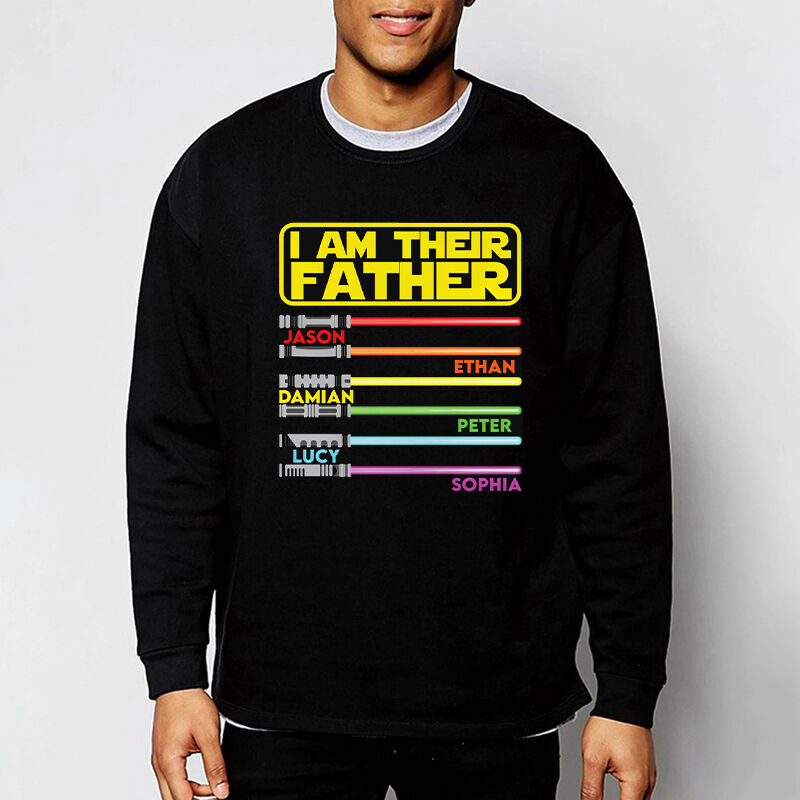 Personalized T-Shirt I'm Their Father Lightsaber Pattern Custom Name Design Attractive Gift for Dear Dad Sweatshirt Hoodie