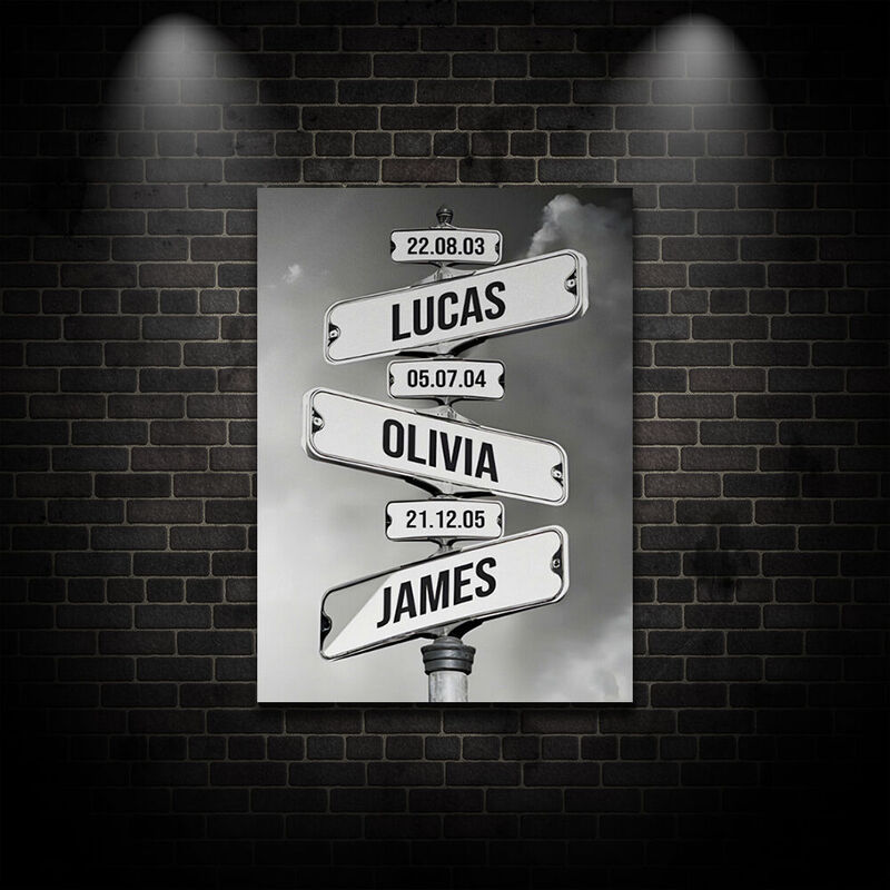 Personalized Name Frame with Custom Date Street Signs Pattern Gift for Family