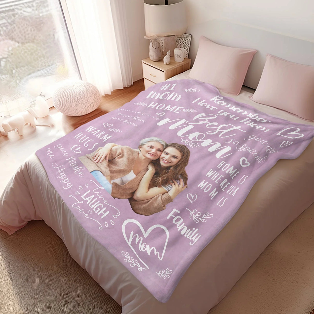 Personalized Photo Mom Theme Blanket Remember I Love You Mom Mother's Day Gift For Mom