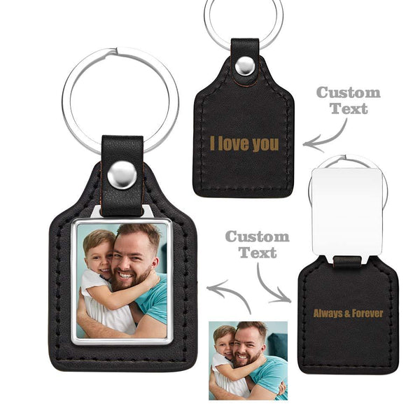 Custom Leather Photo Keychain Drive Safe Keychain Gift for Dad Anniversary Birthday Gift Father's Day Gift