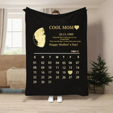 Mother's Day Gift Custom Moon Phase Blanket With Calendar Gift For Mom