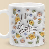 You Hold Our Hands, Also Our Hearts - Family Personalized Custom 3D Inflated Effect Printed Mug - Gift For Mom, Grandma