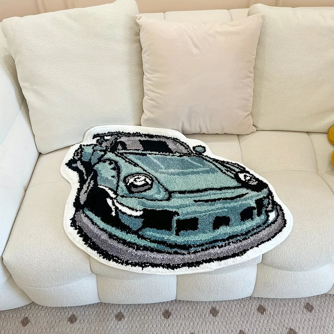 Custom Vintage Car Tufted Slip Rug, Home Decor Rug