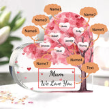 Personalized 1-10 Names and Text Pink Family Tree Family Acrylic Decorative Desk Decoration for Mother