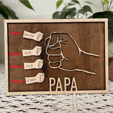 To Dad - Wooden frame Fists 1-6 personalized first names