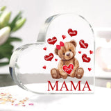 Personalized 1-5 Names and Text Teddy Bear Heart Family Acrylic Decorative Desk Decoration for Mother