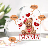 Personalized 1-5 Names and Text Teddy Bear Heart Family Acrylic Decorative Desk Decoration for Mother