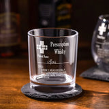 Personalized Funny Prescription Whisky Glasses and Slate Coaster with Laser Engraved Name Father's Day Gift for Grandpa Dad