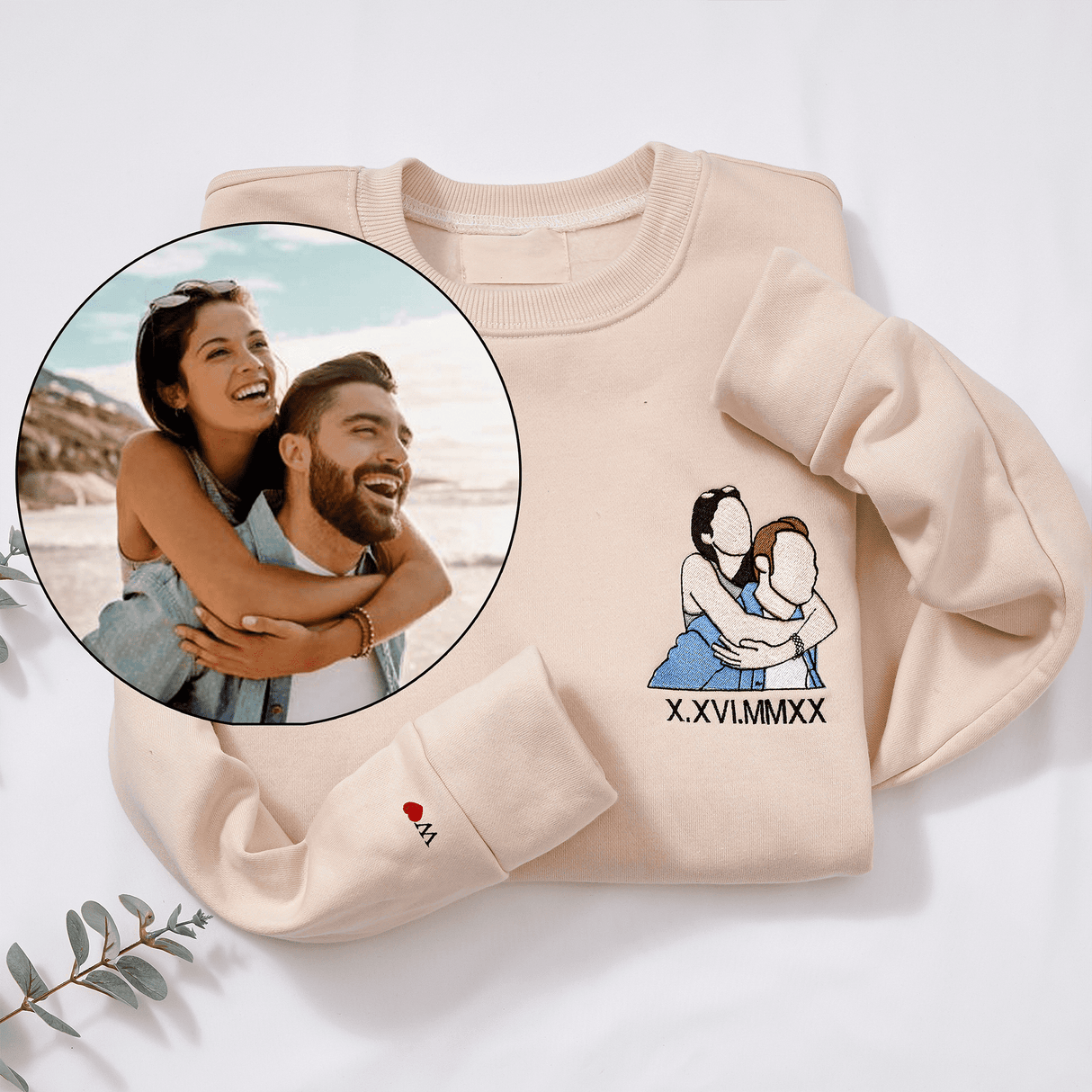 Mother's Day Gift Custom Embroidered Sweatshirt with Portrait and Music Player Hoodie