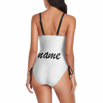 Bachelorette Swimsuit-Custom Face&Name Bride Swimsuit Personalized Women's New Drawstring Side One Piece Bathing Suit Bridesmaid Party Swimsuits