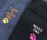 Custom Pet Parent Socks with Embroidered Cat or Dog Name & Paw Print | Personalised Gift for Animal Lovers