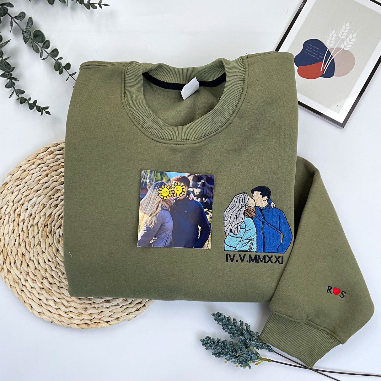 ❤️‍🔥(Best Selling)Custom Embroidered Sweatshirt Portrait Music Player Couple Family Gift