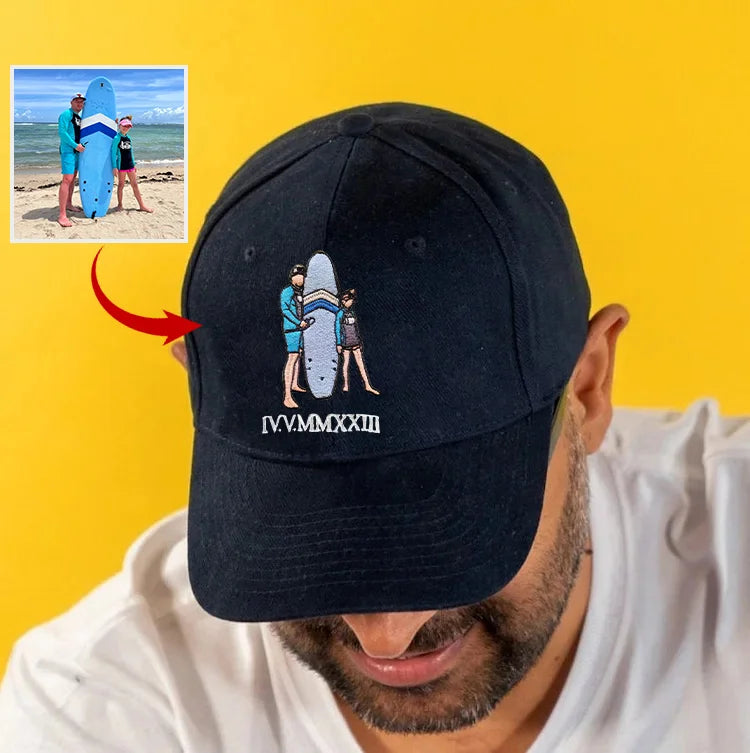 Custom Full Color Embroidered Hats Portrait Family Gifts