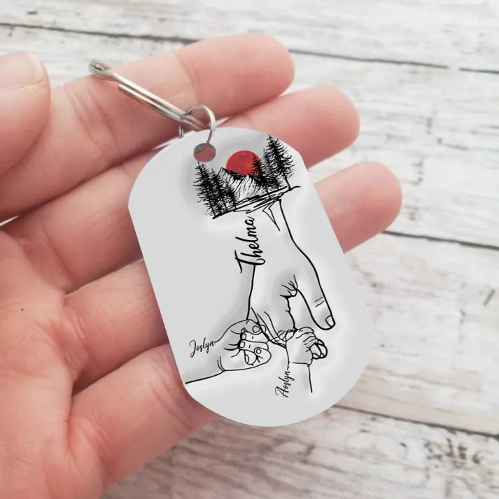 Best Dad Ever - Personalised 3 Names Holding Hands Keychain Custom Family Keychain Father's Day Gifts