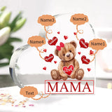 Personalized 1-5 Names and Text Teddy Bear Heart Family Acrylic Decorative Desk Decoration for Mother