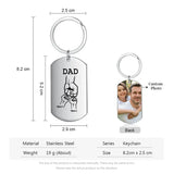 Personalized Custom Dad Keyring,Family Keychain for Dad,Father Fists with Photo Keychain,Family Names,Gifts for Dad, 1st Father's Day Gift