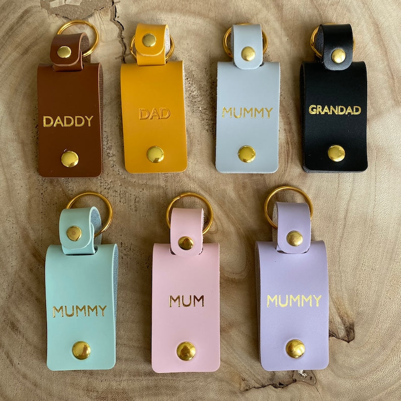 Personalised Daddy Photo Keyring / Vegan Leather Photo Keychain / Father's Day gift for him / Birthday Christmas gift for dad father