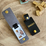 Personalised Daddy Photo Keyring / Vegan Leather Photo Keychain / Father's Day gift for him / Birthday Christmas gift for dad father