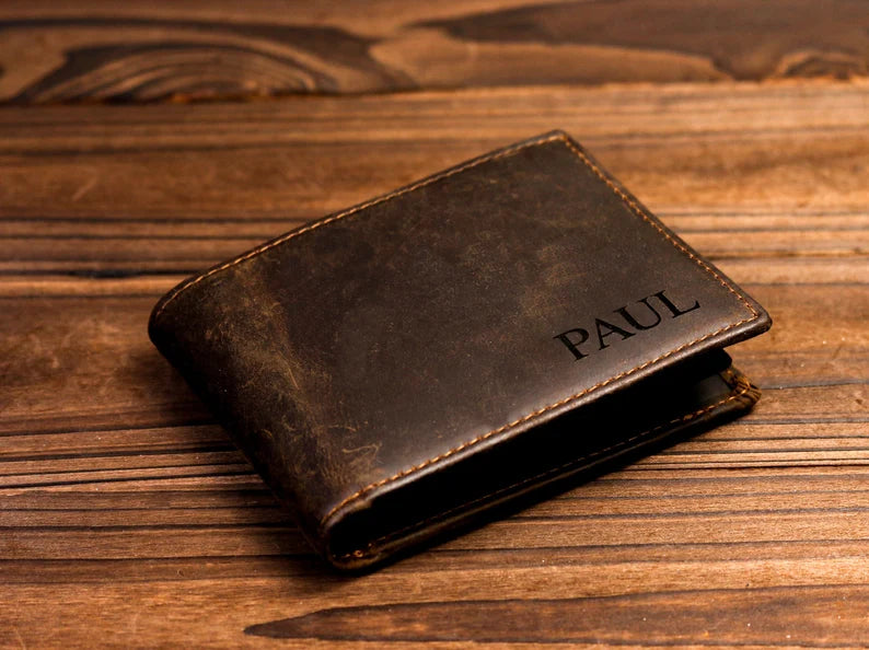 Anniversary Gift for Him,Personalized Wallet,Mens Wallet,Engraved Wallet,Leather Wallet,Custom Wallet,Boyfriend Gift for Men,Gift for Dad