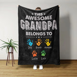 Personalized Gifts For Grandpa, Custom Awesome Grandpa Belongs Blanket, Father Day Gifts Ideas, Birthday Gifts for Men 40th, 50th, 60th.