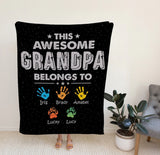 Personalized Gifts For Grandpa, Custom Awesome Grandpa Belongs Blanket, Father Day Gifts Ideas, Birthday Gifts for Men 40th, 50th, 60th.