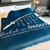 Personalized Hooked On Daddy Blanket, Fishing Dad Gift, Custom Dad Blanket Gifts, Dad Blanket, Fathers Day Gift, Blanket For Dad, Fisher Dad