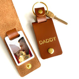 Personalised Daddy Photo Keyring / Vegan Leather Photo Keychain / Father's Day gift for him / Birthday Christmas gift for dad father