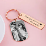 Personalized Photo Keychain, Engraved Picture Keychain, 1st Anniversary Boyfriend Gift, Girlfriend Gift Idea, 10 Years Valentine's Day Gift