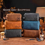 Father's Day Gift Personalized Leather Kit Anniversary Gift For Men Leather Toiletry Bag Birthday Gift For Dad Groomsmen Gift For Him