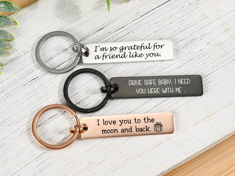 Personalized Rectangle Drive Safe Keychain,Stainless Steel Keychain,Custom Engraved Key Chain Personalized Gifts for Him,Best Friend Gifts