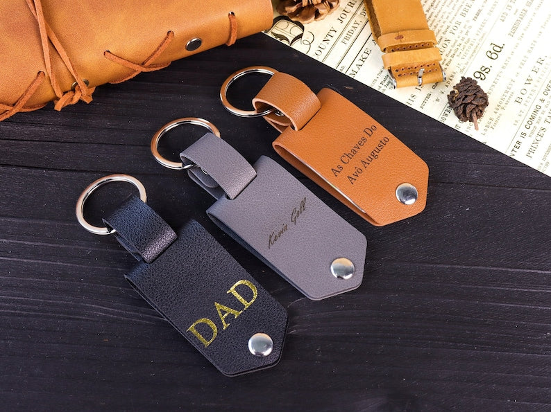 Personalised Dad Leather Photo Keyring,Gift for New Dad, Couples Keychain, Anniversary Gift, Mother's Day Gift,Present Daddy Dada Father