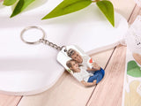 Custom Photo Dad Keychain for Men,The Moment I Became a Daddy Keychain,Engraved Name Family Photo Keyring,Keychain for Dad,Father Day Gift