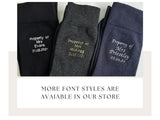 Property of Mrs. or Mr. [Your Surname] Wedding Day Socks with Optional Date | Fun Gift for Groom