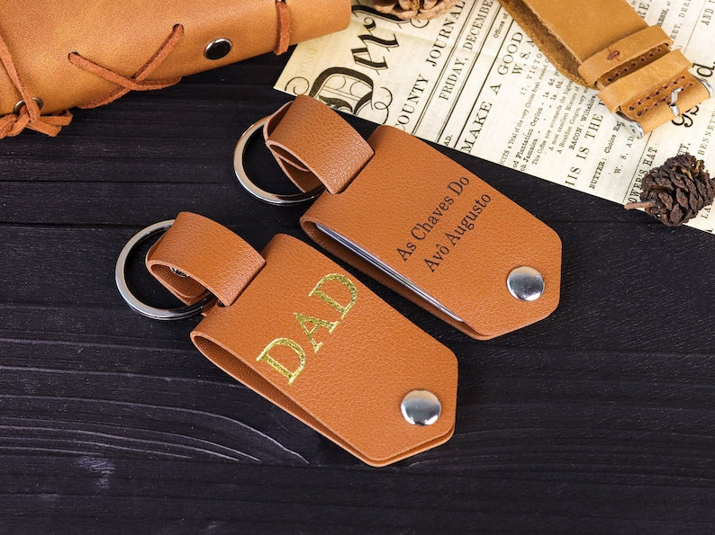 Personalised Dad Leather Photo Keyring,Gift for New Dad, Couples Keychain, Anniversary Gift, Mother's Day Gift,Present Daddy Dada Father