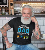 Custom Dad Shirts For Men, Dad Shirts, Funny Dad Shirts, Personalized This Awesome Dad Belongs To, Papa Shirts For Men, Father's Day T-Shirt