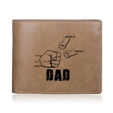 Custom Dad and Kids Name Fist Photo Wallet,PU Leather Wallet,Personalized Father's Day Gifts for Men Husband,Father,New Dad Gift for Him