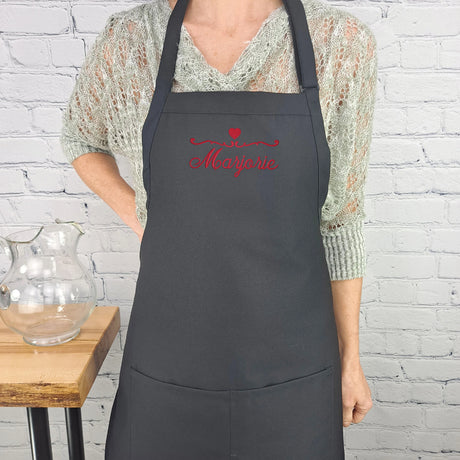 Gift For Nanna Customizable Apron Personalize Name Heart Kitchen Embroidered Apron Gift For Grandma