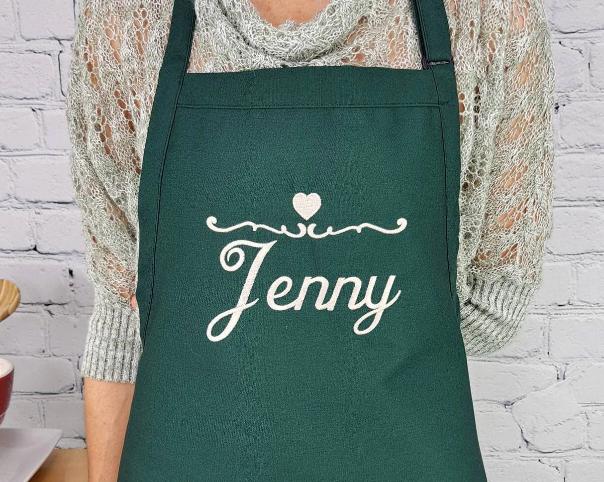 Gift For Nanna Customizable Apron Personalize Name Heart Kitchen Embroidered Apron Gift For Grandma