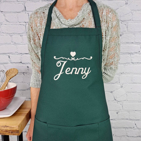 Customizable Apron Personalize Name Heart Kitchen Embroidered Apron Gift For Mother