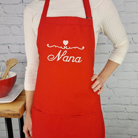 Gift For Nanna Customizable Apron Personalize Name Heart Kitchen Embroidered Apron Gift For Grandma