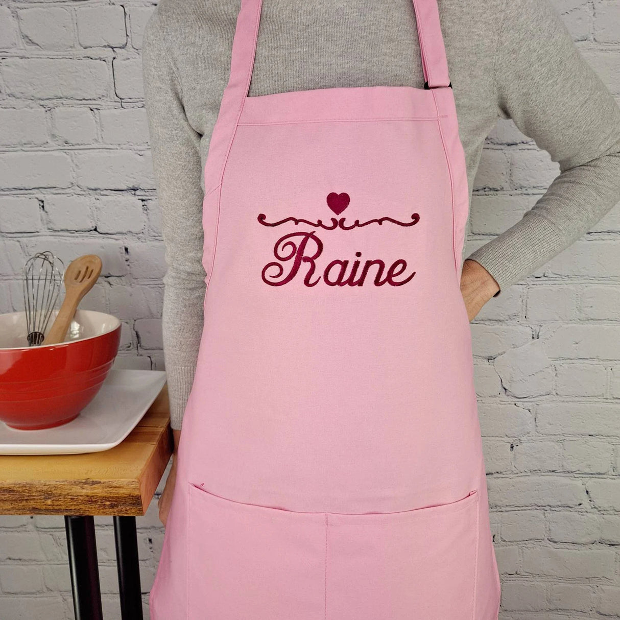 Gift For Nanna Customizable Apron Personalize Name Heart Kitchen Embroidered Apron Gift For Grandma