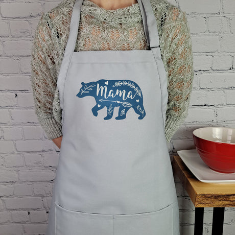 Mama Bear Apron Embroidered Custom Color Mom Kitchen Apron With Pockets And Adjustable Neck Durable Material Perfect Mothers Day Gift