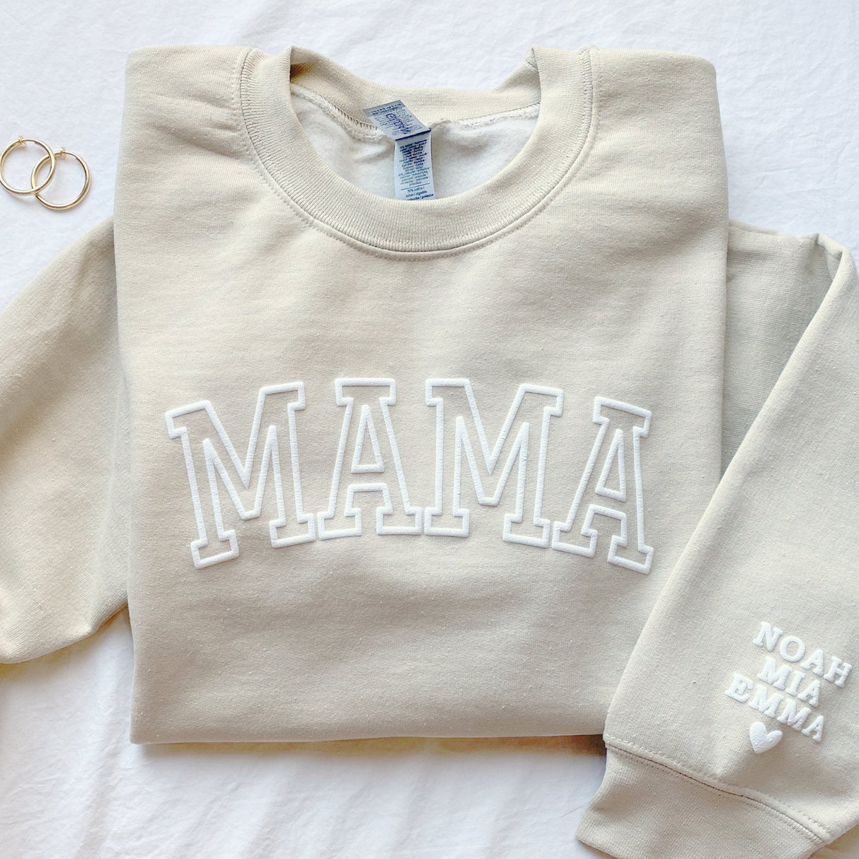 Personalized Mama Sweatshirt with Kid Names on Sleeve Mothers Day Gift for Mom