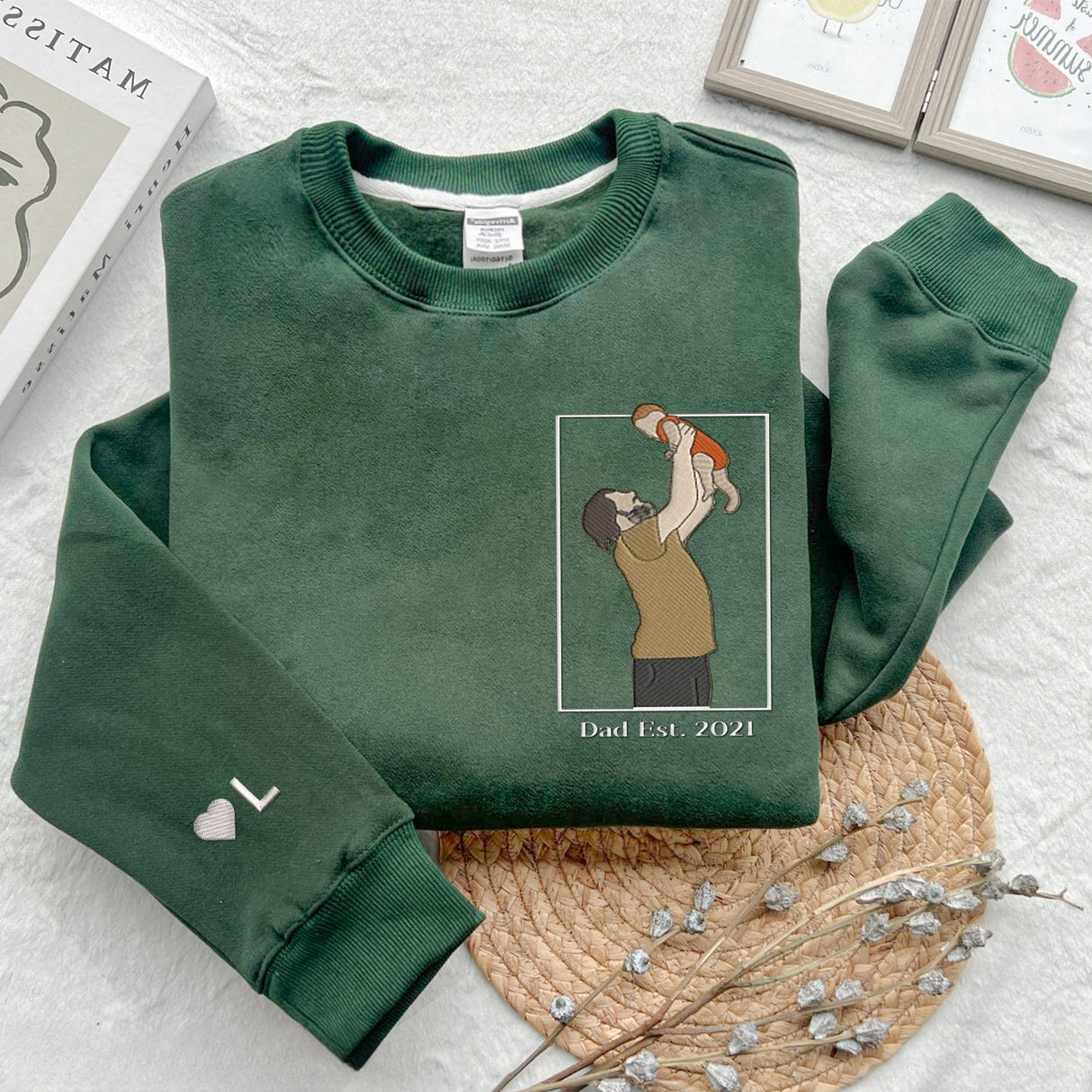 Custom Photo Shirt for Dad, Father's Day Sweatshirt, Personalized Dad Portrait Shirt, Father's Day Gifts, Embroidery Crewneck For Husband