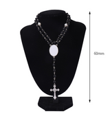 Custom Rosary Beads Cross Necklace Personalized Glass Imitation Pearls Necklace With Photo