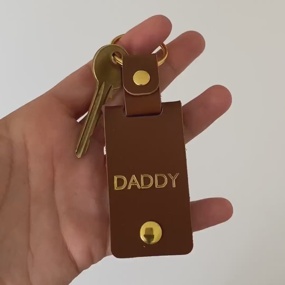 Personalised Daddy Photo Keyring / Vegan Leather Photo Keychain / Father's Day gift for him / Birthday Christmas gift for dad father