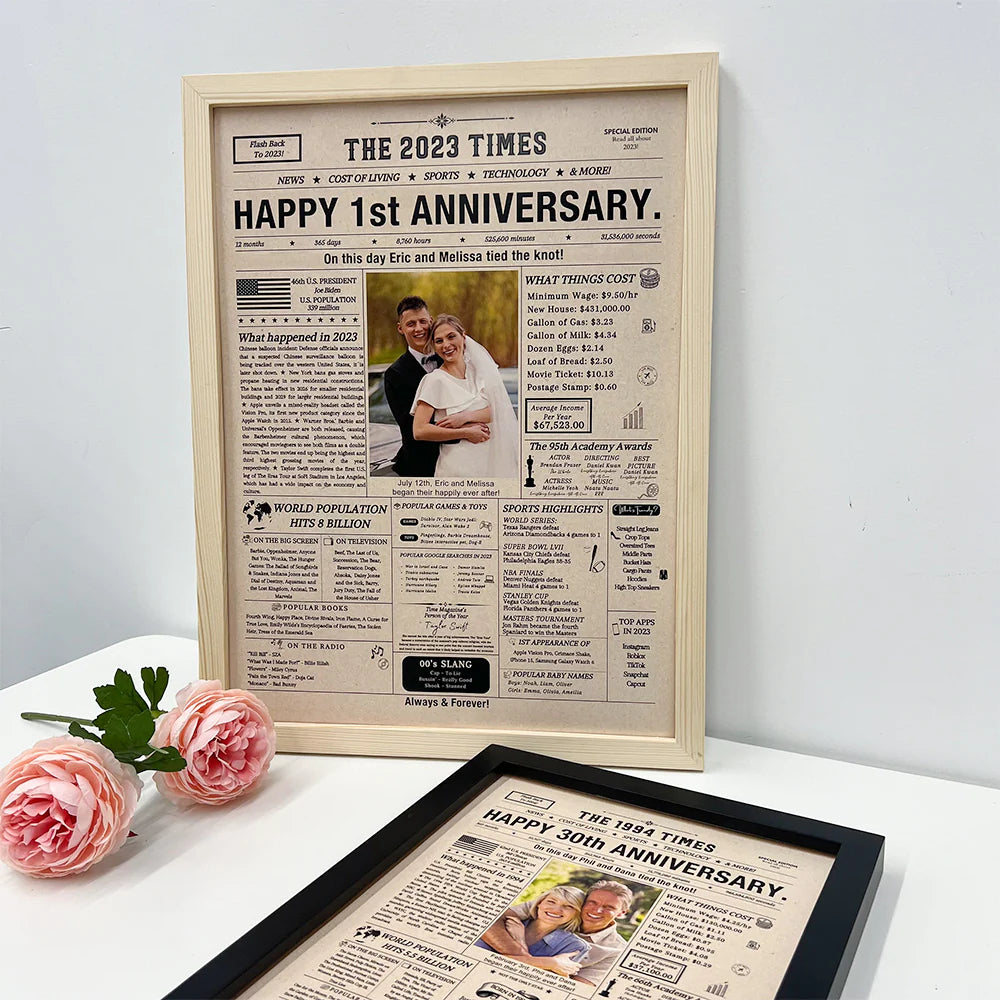 ⭐️Personalized Birthday & Anniversary Newspaper Poster Frame